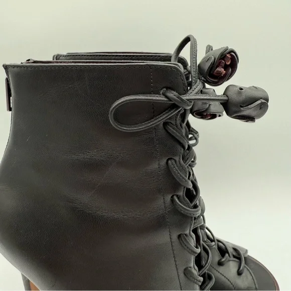 Coach Lena Black Lace-Up Peep-Toe Ankle Booties With Stiletto Heel Size 6B - Picture 16 of 16